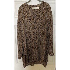 Dana Buchman Oversized Animal Print Shirt Women’s 8 Silk Button Down Leopard *